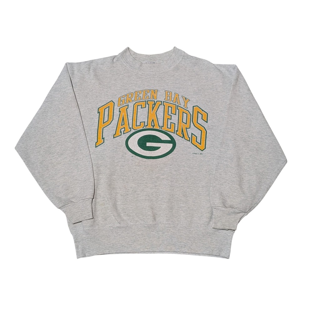 Fruit of the Loom Sweatshirt Mens L Gray Green Bay Packers Vintage 90s NFL Logo7